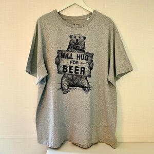 True Nation Men’s XXL, “Will Hug For Beer”, Gray T-Shirt, AS IS for now,…